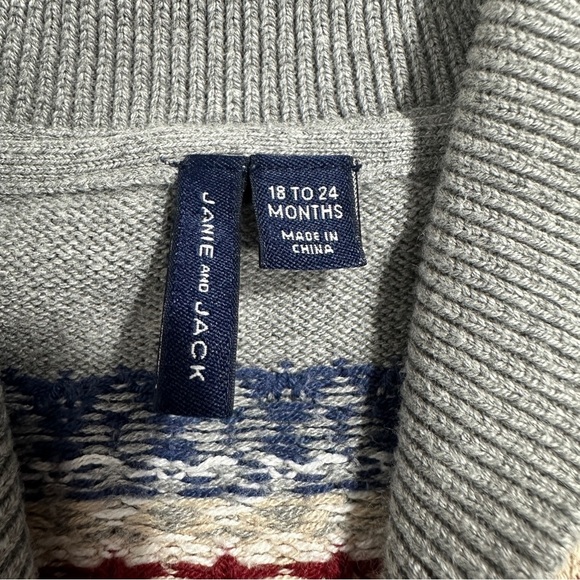 Janie and Jack Fair Isle sweater, size 18-24 mo., cotton blend, buttons,‎ cozy - Picture 5 of 7